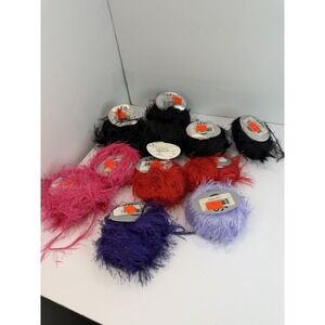 Peacock Eyelash Yarn Lot Made Italy‎ Black Pink Purple Red 11 Balls